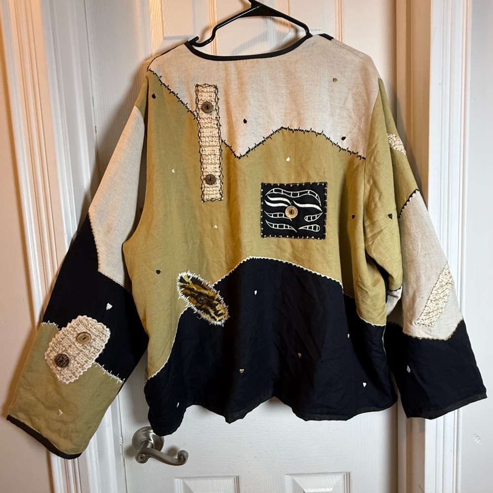 VTGAllure Blazer Embellished Jacket Appliqué Embroidery Wear Your Art Lagenlook - Picture 3 of 7